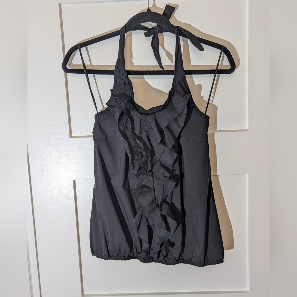 Esprit Black Ruffled Halter Top